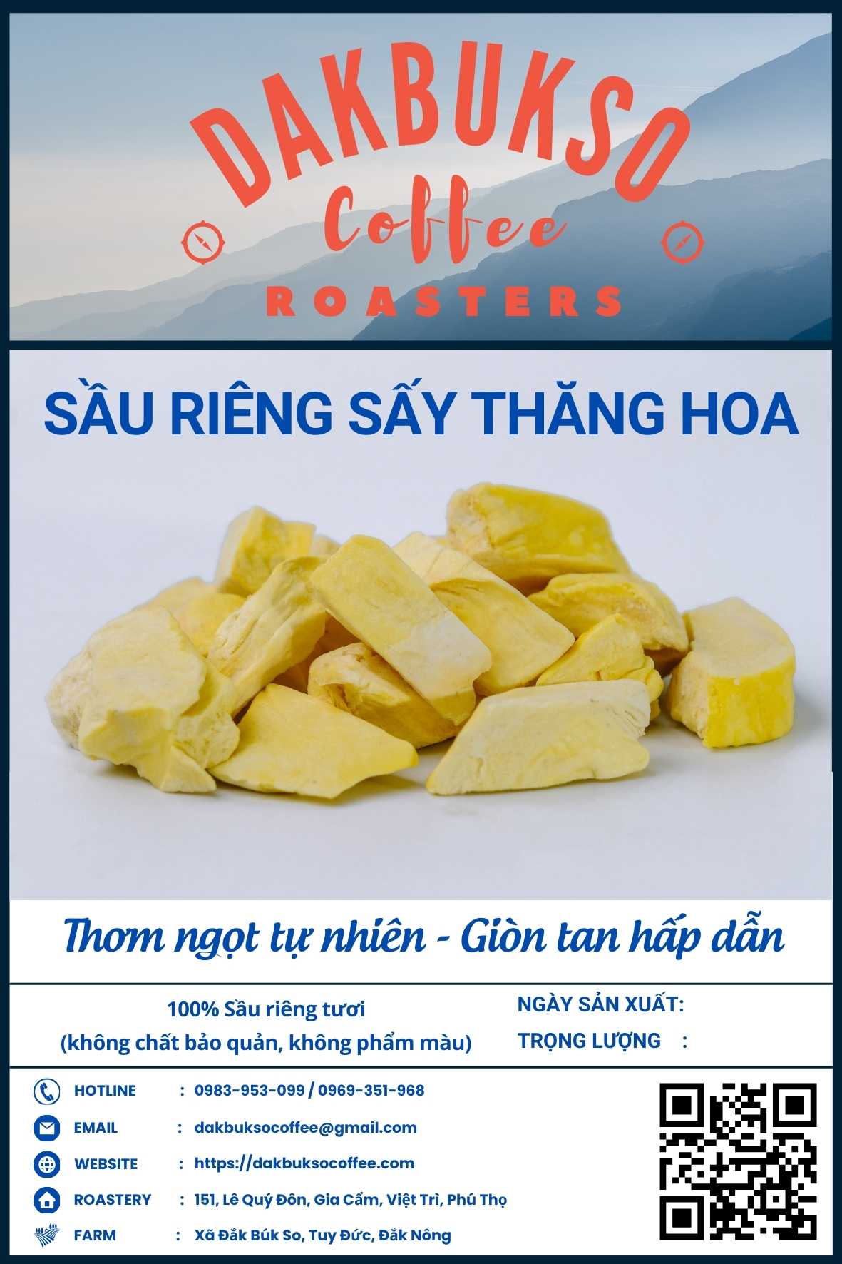 Sầu riêng sấy thăng hoa Dakbukso